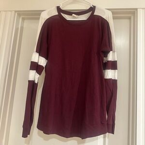 PINK Victoria's Secret Maroon and White Top